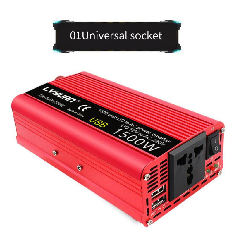 Car Inverter 1500W Power DC 12V To 110V/220V 230V Dual USB Charging Adapter Converter Solar Omvormer 12 Naar 220 Volt Europa