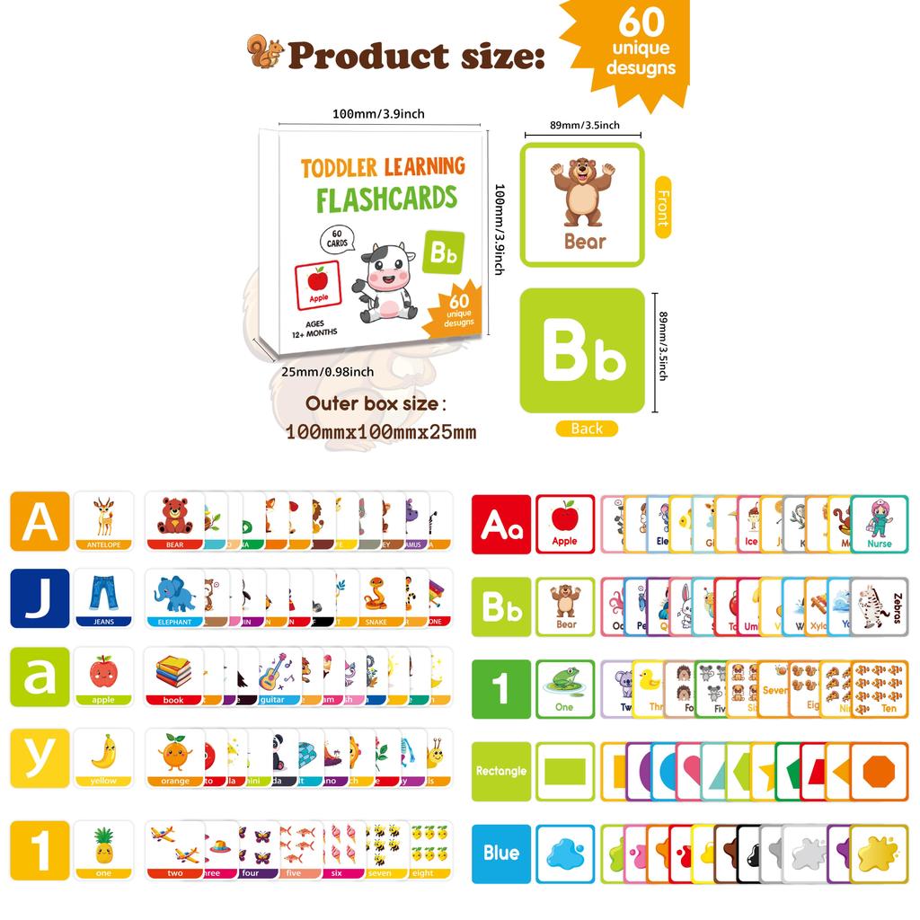 Educational Animal Flash Cards For Kids With English Letters Learning Set For Early Education
