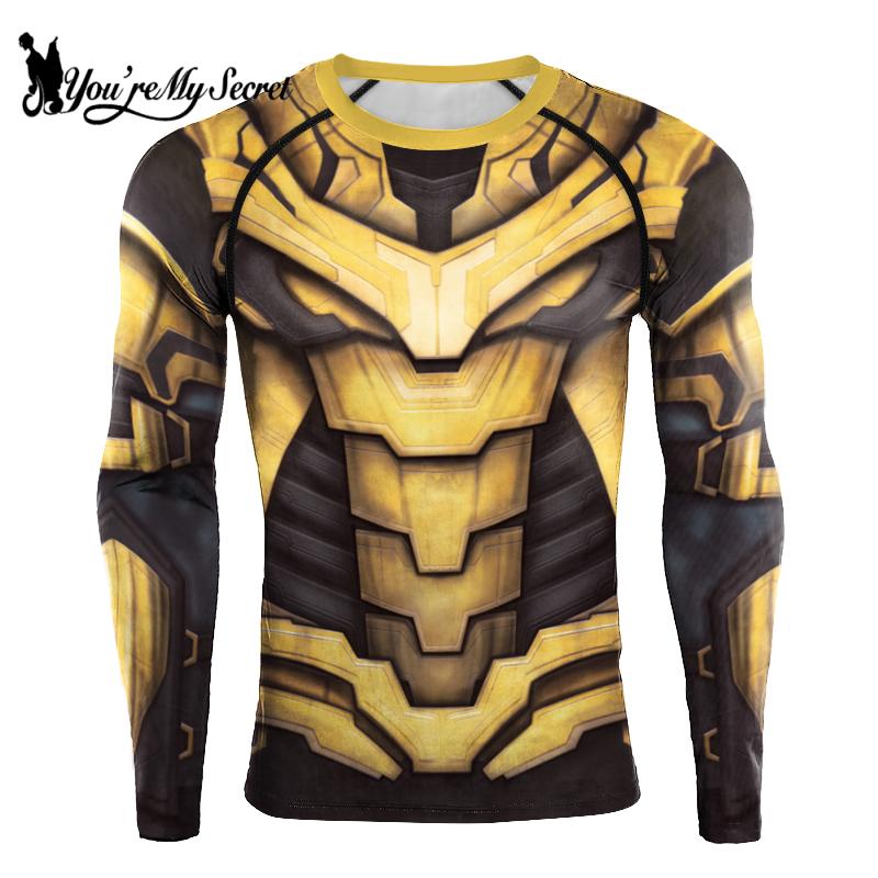 [You're My Secret] Superhero Long Sleeve Workout 3D Compression Shirt Comics Cosplay Costume Men's Quick Dry Rash Guard Gym Tops