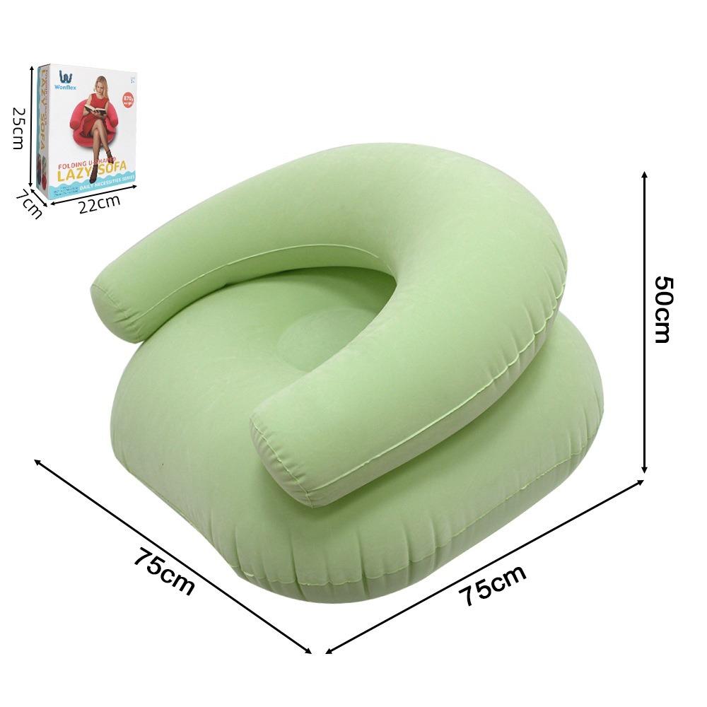 With Backrest U-Shaped Flocking Sofa With Armrests Inflatable Bean Bag Chair Leisure Bean Bag