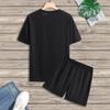 Men's Summer Black Trend American Street Casual Fashion Smiley Face Printed Short Sleeve Shorts Set