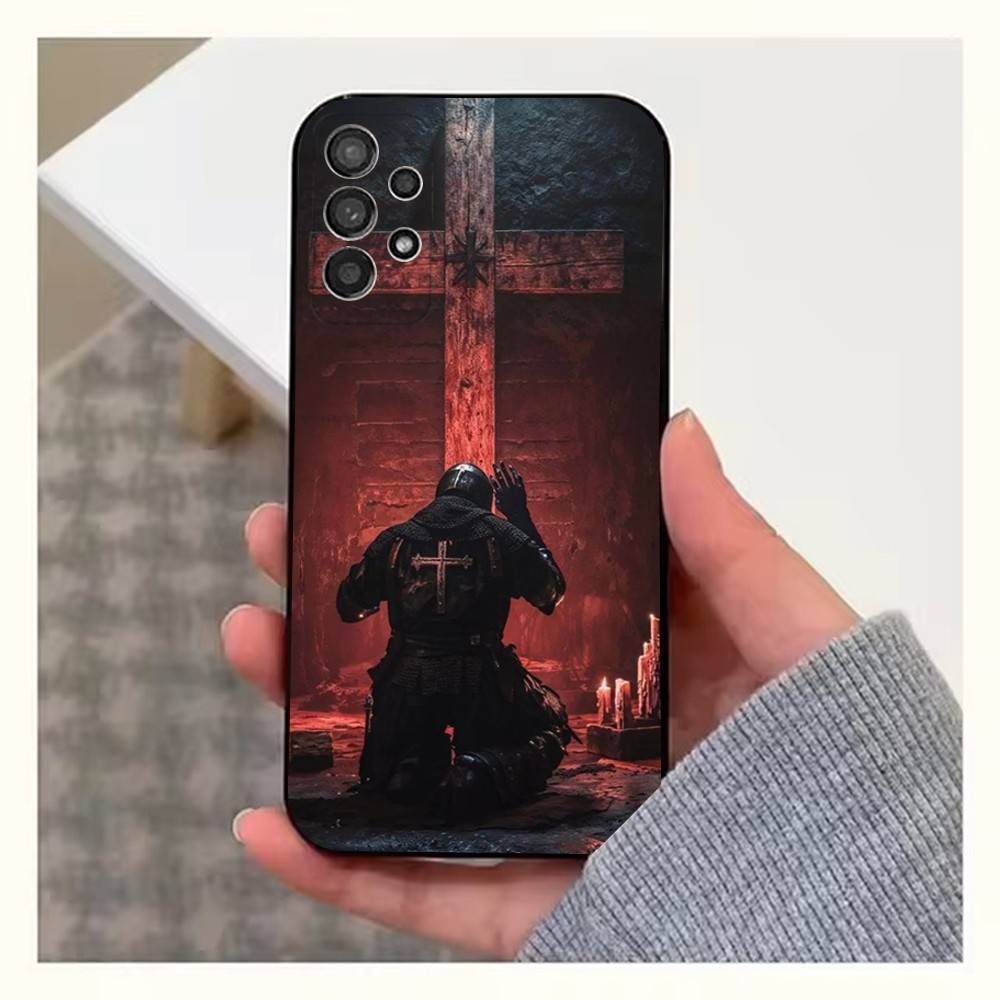 Crusaders Belief Knight Case For Samsung S22,S25,S24,S23,Ultra,FE,S20,S10,Plus,S21,S9,Lite,Soft Silicone Black