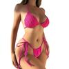 Split Bikini Swimsuit Women Lace Tight Sexy Hanging Neck Fashionable Solid Color