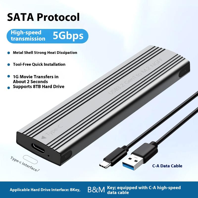 

1Set B-KEY External Hard Drive Box Aluminum Alloy M.2 HDD Enclosure Case Hard Drive Boxes USB C Interface Support SATA Protocol