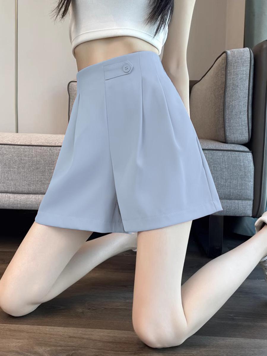 

Летние шорты-костюм с высокой талией женские тонкие брюки средней длины черные повседневные тонкие драпирующиеся широкие пятиточечные брюки из ледяного шелка XL [Suitable for 130-72.5 kg]