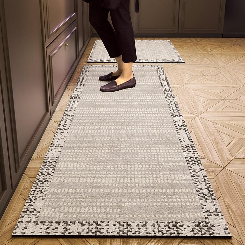 Pvc Kitchen Floor Mat Retro Style Non-slip Oil-proof Carpet Leather Waterproof Foot Mats Long Strip Home Decoration Rug Alfombra