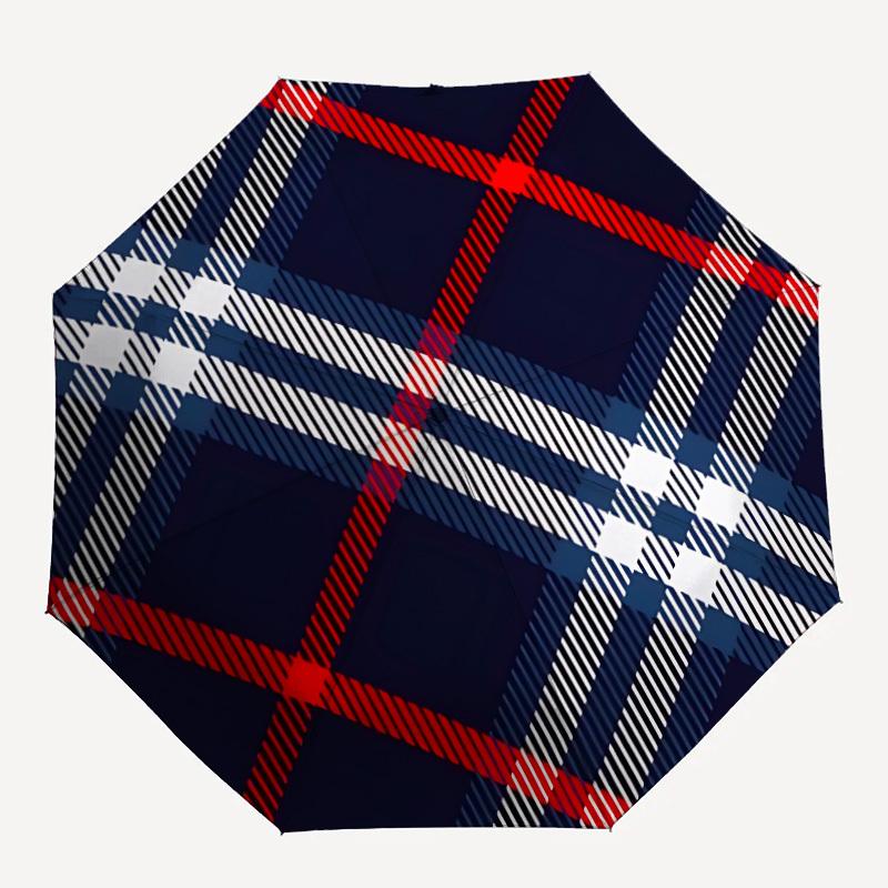 

1pc Tartan Pattern Automatic Folding Umbrella - Portable Foldable Design with 8 Ribs, Durable Plastic & Iron Frame, Casual Outdoor Accessory