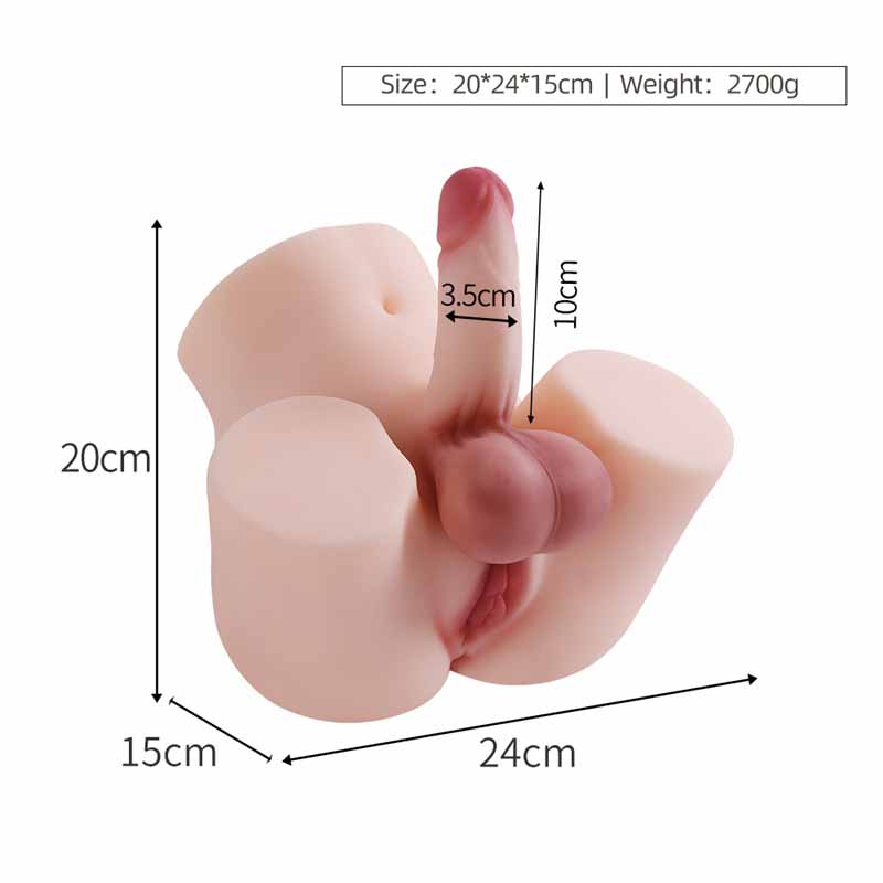 Pene+Vagina+Ano Realistas 3-en-1 Hombre Mujer Gay TPE Medio Cuerpo Muñeca Sexual Piel Suave Realista Juguete para Adultos Productos Masturbadores