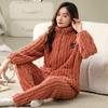 Plus Size Women's Pajamas Set Jacquard Winter Extra Thick Double Sided Flannel Warm Pajamas Smooth Zipper Pajamas Women's Pajamas