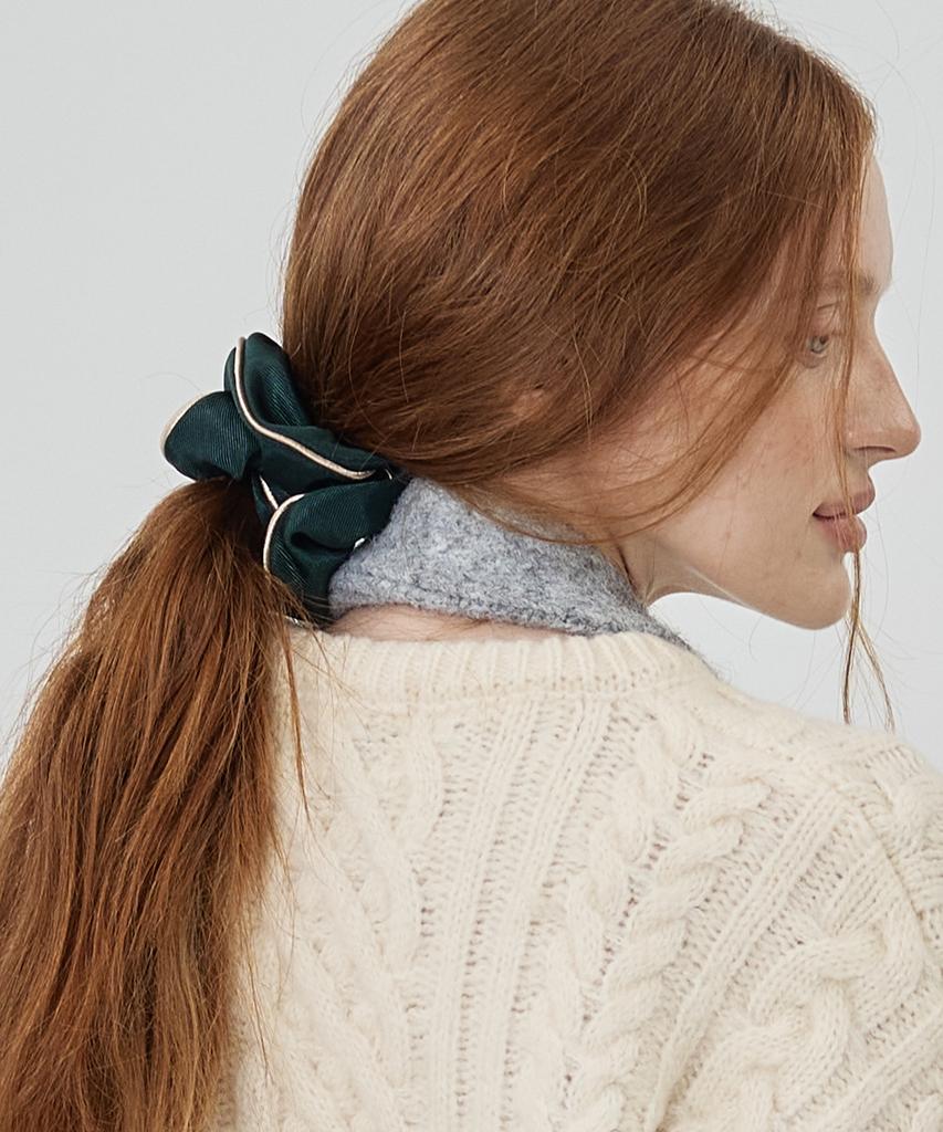 The-Abon Line Two-Tone Hair Scrunchie Black
