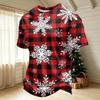 Men's Quick-Dry Neck Short Sleeve T-Shirt with Christmas Print