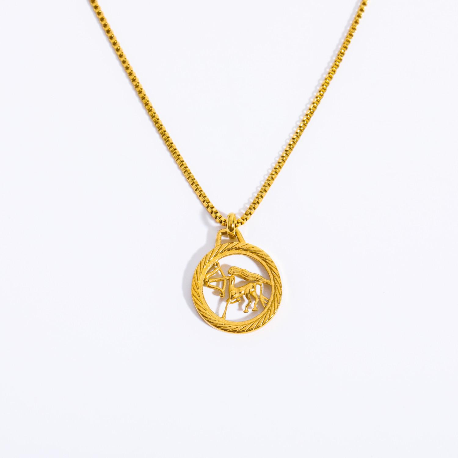 18K Gold-Plated Stainless Steel 3D Zodiac Pendant Necklace