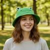 Cute Wide Brim Frog Bucket Hats Sun Protection Frog Shaped Fishing Cap Sunscreen Hat Outdoor