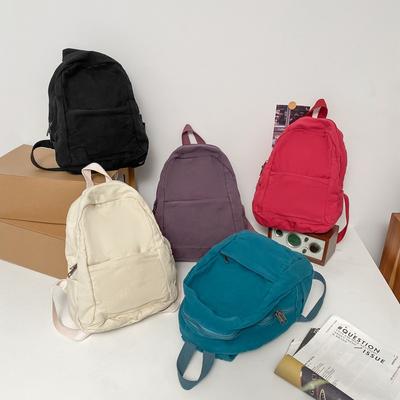 Neuer Stil Japanischer Einfarbiger Canvas Freizeitrucksack Retro Nische Schlicht Studentenklasse