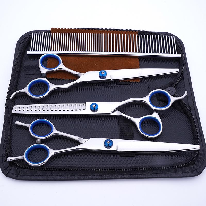 Professional Dog Grooming Scissors Set - Curved and Thinning Shears