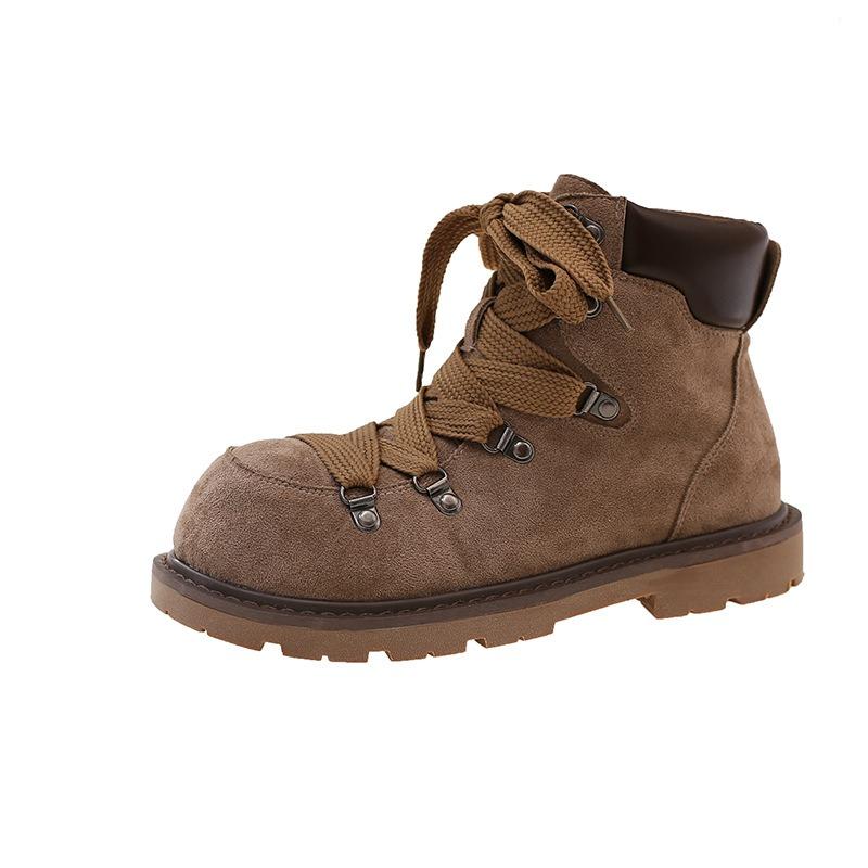 Martin Boots Women's Autumn and Winter New Fashion Platform Retro Lace-up Fashion Short Boots Women