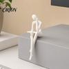 Abstract Line Art Sculpture 3D Printed Thinker Figurines Ornaments, Minimalist Sculptures Hanging Card Slot Design for Home Office Bookcase