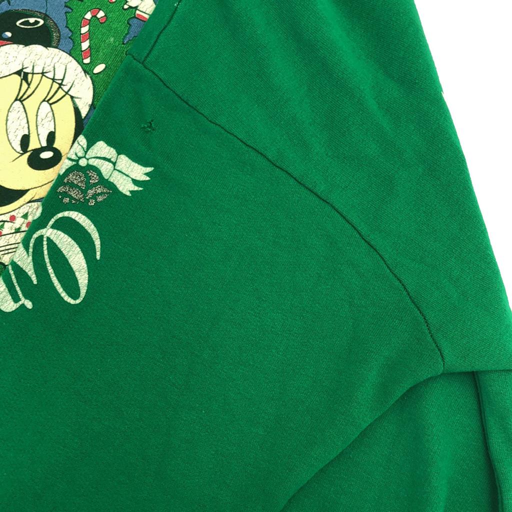 OLD 90s Mickey Long Sleeve Crew Neck Trainer Green Sweat Women Used