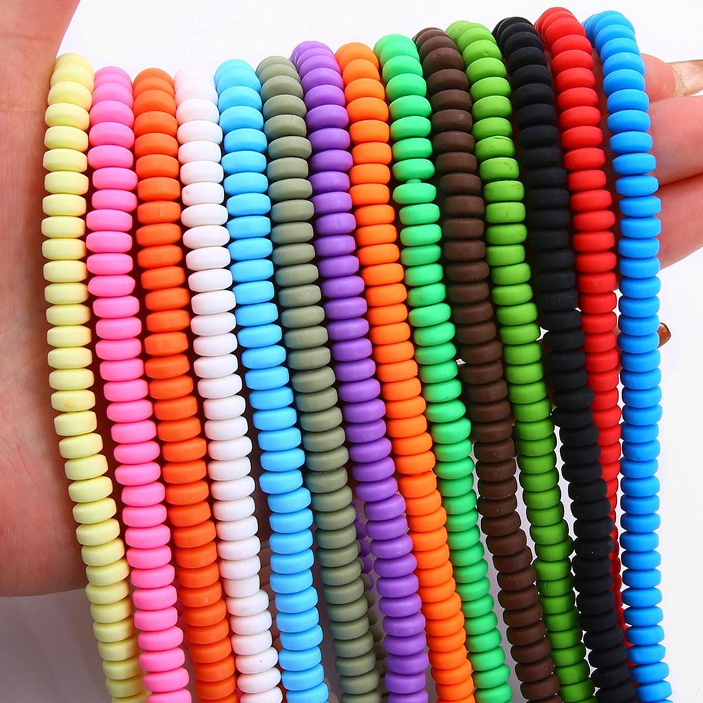 110pcs 7x4mm Flat Round Polymer Resin Clay Disk Handmade Beads For DIY Jewelry Making