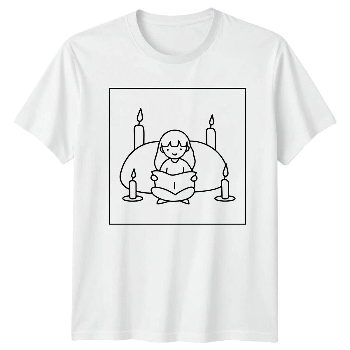 Girl Reading Book Hobby Mens T-Shirt Ladies Tee Graphic Unisex Top XXXXL