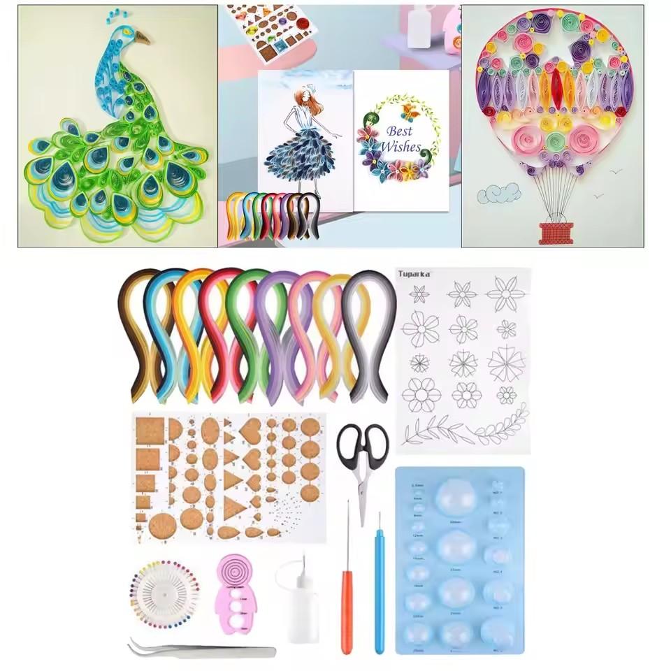 Origami Paper Set, Origami Tools and Materials Pack, Gradually Changing Color Origami Strips, Origami Tool Set 518