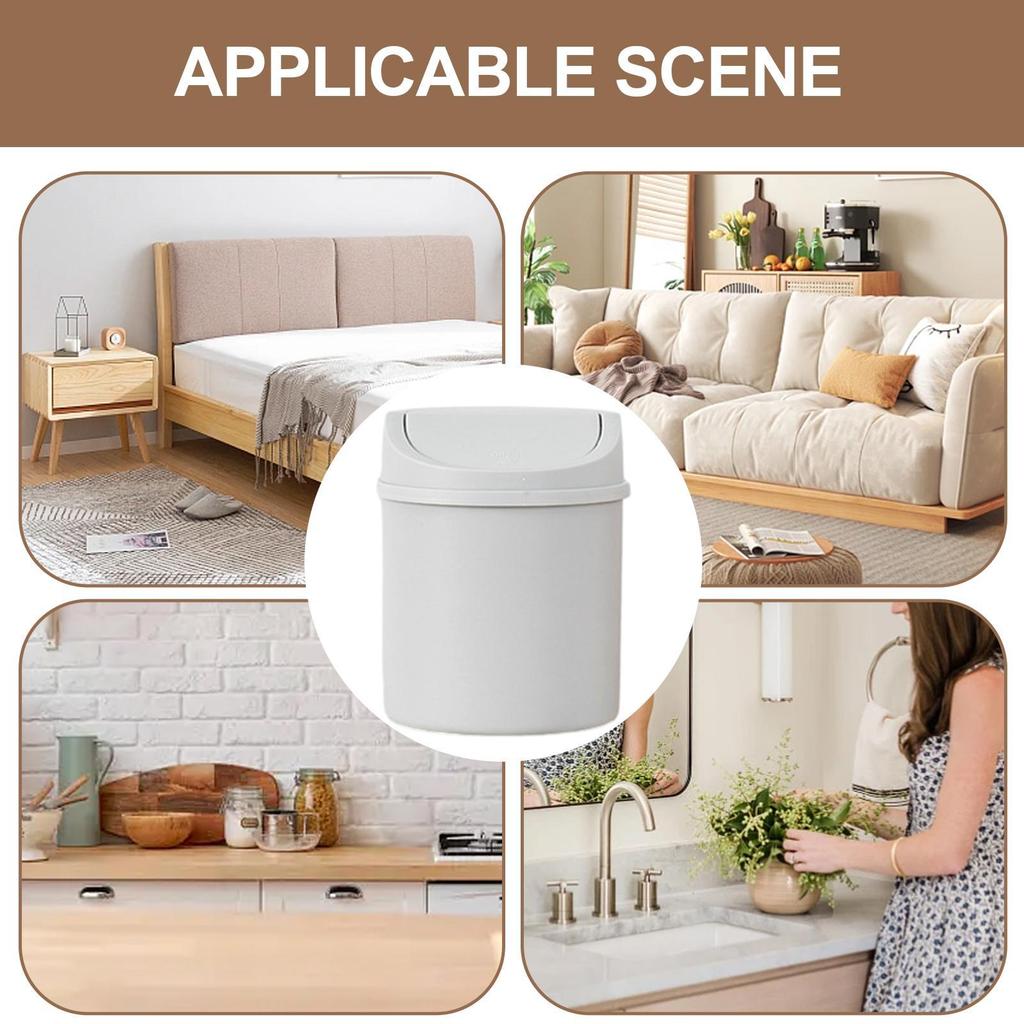 Mini Desktop Bin Small Trash Can Tube With Cover Bedroom Trash Can Garbage fresh color  Clean Storage detail design Box Desk