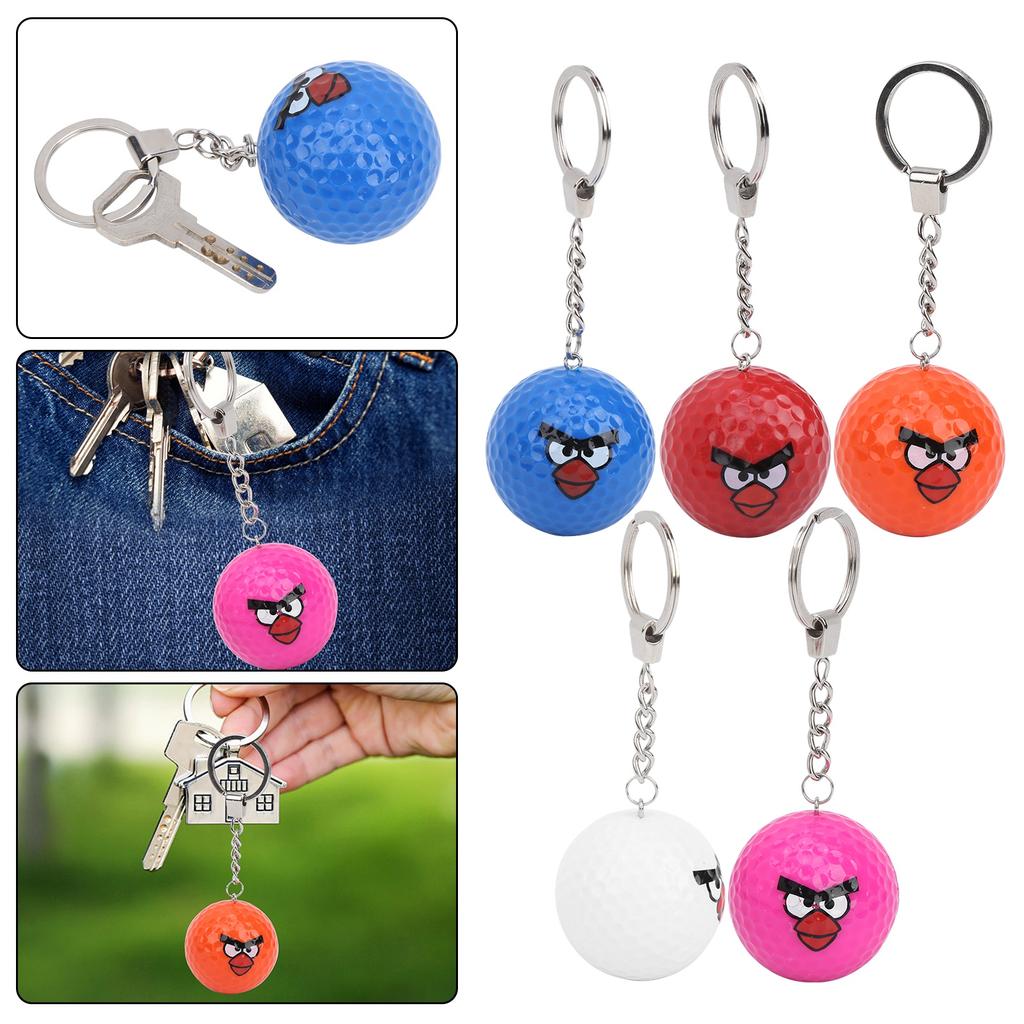 5pcs Golf Practice Balls with Keychain Sports Keyring Golf Training Balls Golfer Gift