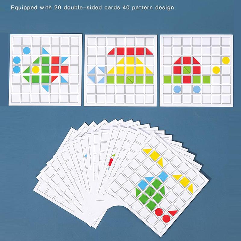 בלוקים יצירתיים מעץ פאזל ילדי מונטסורי צורת צבע התאמת חינוך מוקדם צעצועים חינוכיים משחק מודיעין לילדים