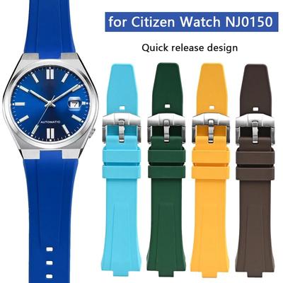 Fluorkautschuk band voor Citizen NJ0150 NJ0151 NJ0158 FKM Heren Convex Quick Release Roestvrijstalen Gesp Horlogeband Armband 9mm
