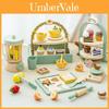 Wooden Simulation Coffee Machine Juicer Cake Dressing Table Model Kid Toy Set For Imaginative Play