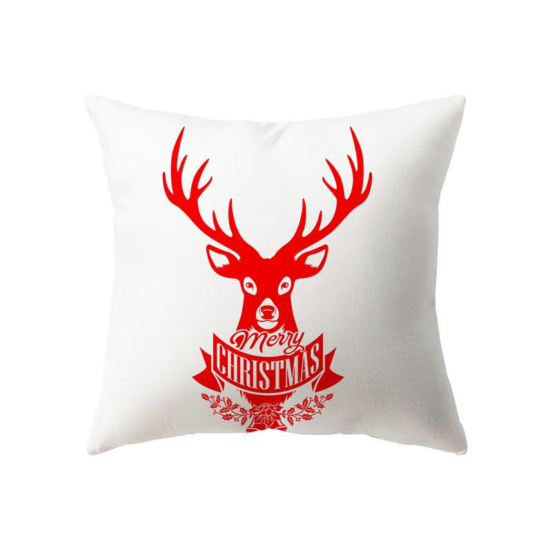 Christmas Theme Cute Elk Print Pattern Cushion Cover Home Living Room Sofa Decoration Square Polyester Pillow Pillow Cover