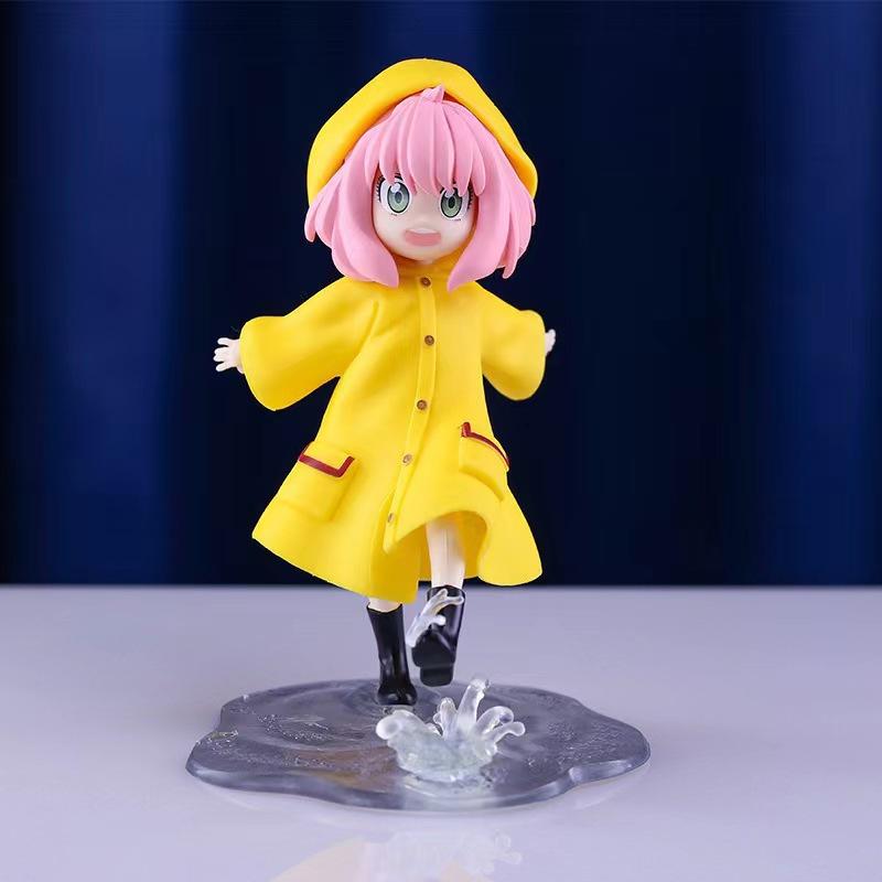 12cm Anime Anya Forger Figure Raincoat Model Toy Gift Collection Doll