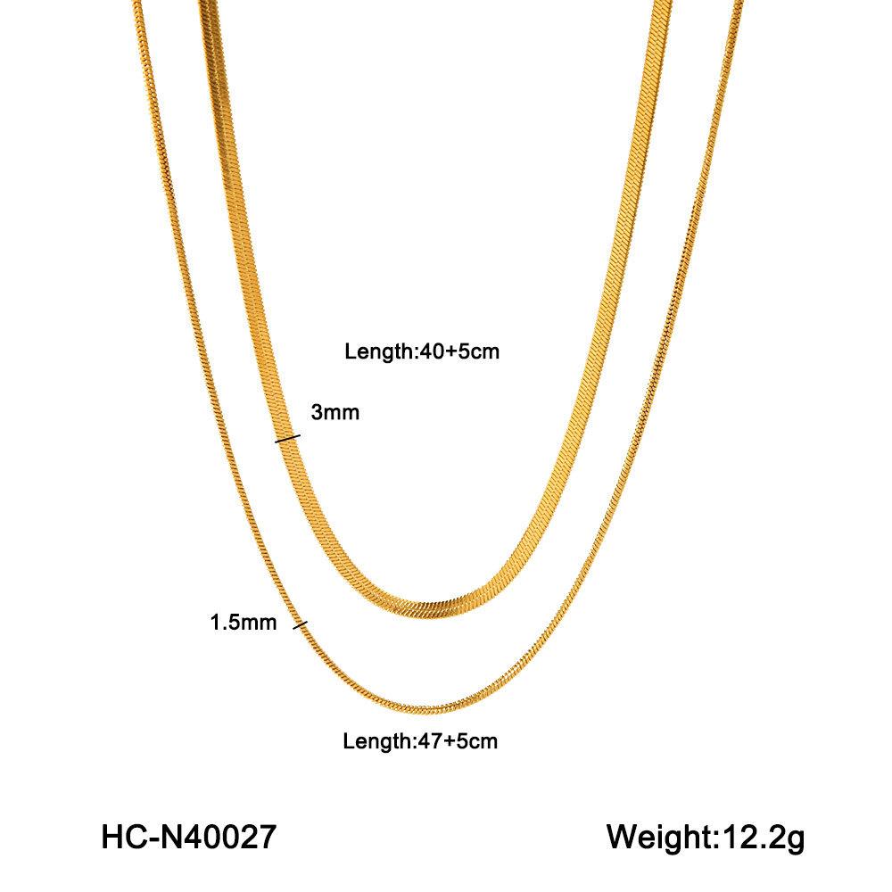 45/2000 Women's Multi-layer Titanium Steel Necklace, Fashionable Commuter Versatile Stainless Steel Snake Chain Blade Chain