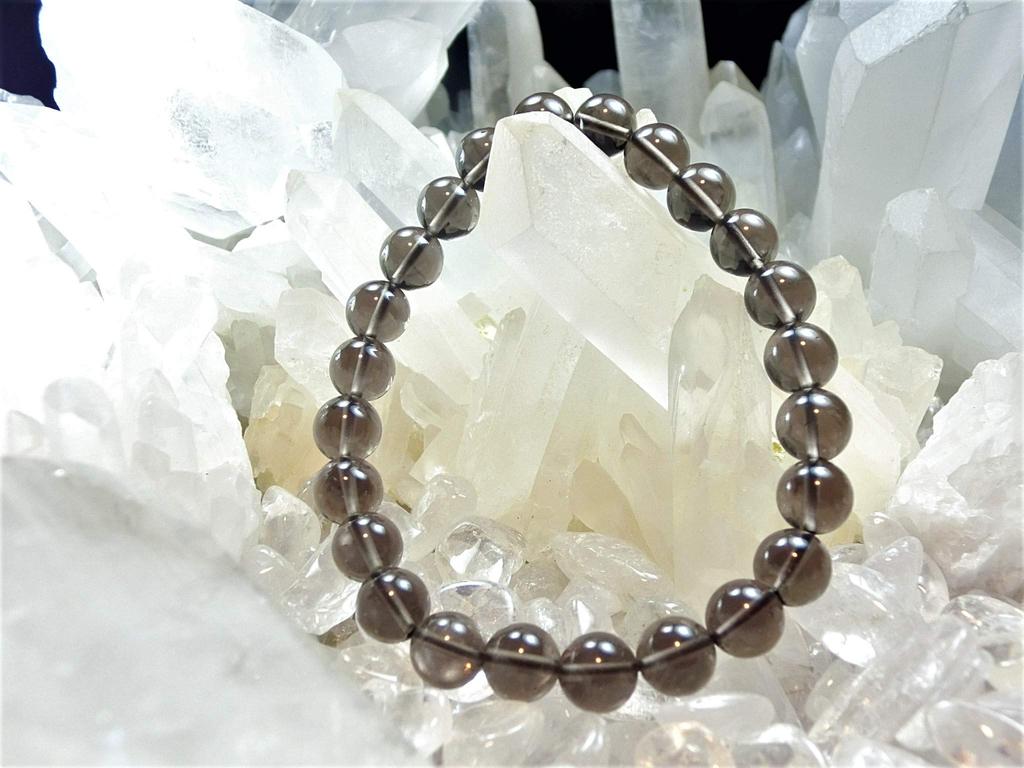 Kanoishi for warding off evil Smoky Quartz Power Natural AAA Crumbled 17cm size for [Amulet spirits/Calms anxiety] Bracelet, 8mm, Men's/Women's,