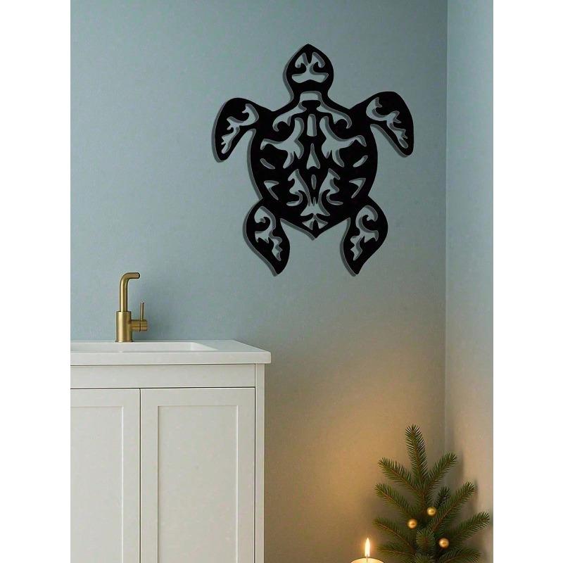 Vintage Metal Sea Turtle Wall Decal Peel Stick Ocean Art Boho Coastal Decor Gift