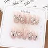 Trendy Translucent Pink Glitter Nail Tips - 10-Piece Set