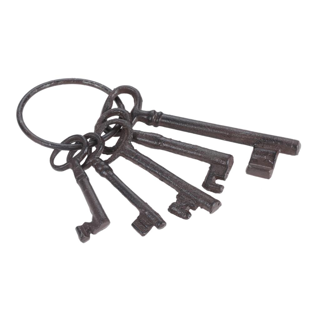 1pc Vintage Cast Iron Key Rings Ornaments Heavy Duty Metal Keys Chain Rustic Skeleton Antique Decor Bar/Home/Restaurant Wall