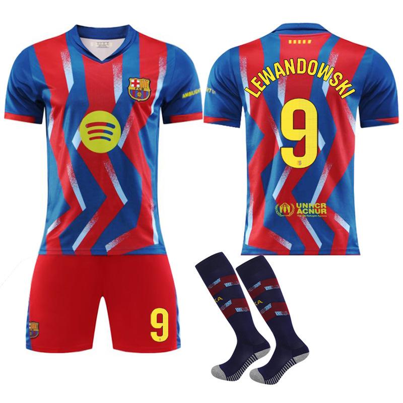 2526 Barcelona Four-way No. 10 Messi Jersey Suit Men's No. 9 Lewandowski 8 Pedri 14 Rashford Football Uniform