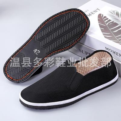 Véritable semelle de pneu anti-crevaison vieilles chaussures en tissu noir de Pékin lasagne manuel en ligne toile élastique chaussures simples