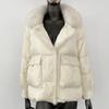OFTBUY Autumn Winter Fashion Fox Fur Collar Spliced 90% White Duck Down Thickened Warm Women Korean Style Loose Casual Down Jacket