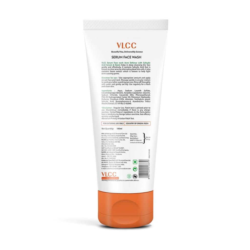 VLCC Serum Facewash 100 Ml With Salicylic Acid And Neem For Deep Cleansing And Clear Skin Face Wash For Daily Use