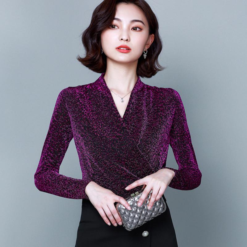 Blusa de otoño para mujer, nueva moda, estilo extranjero, con cuello en V, manga larga, estampado de leopardo