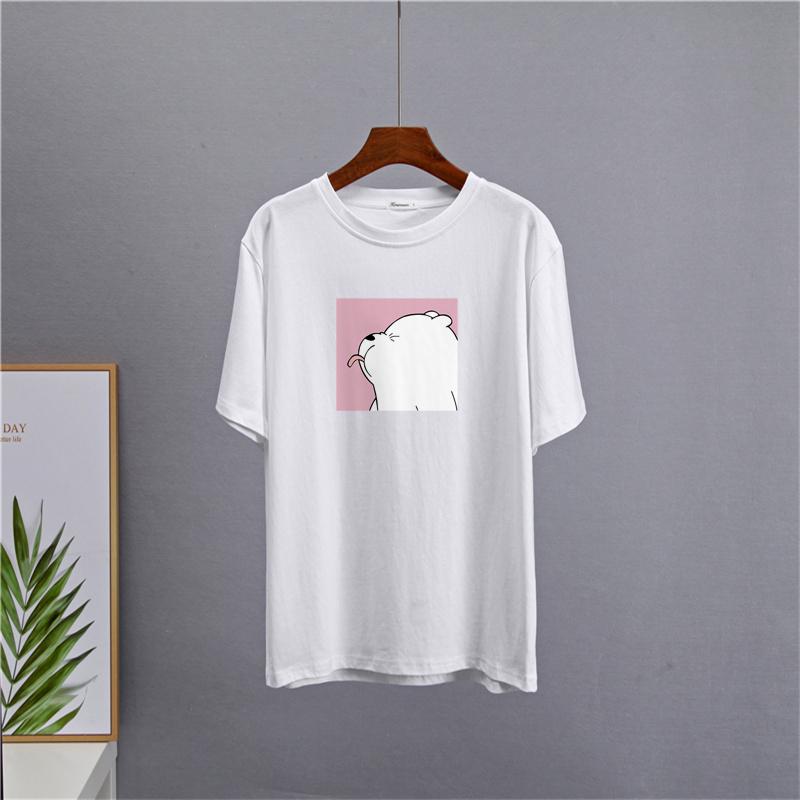 Shellsuning Oversized Cute Printed T Shirts for Women Summer New Basic Couple Clothes Fashion Casual Loose Vintage Cotton Tshirts Female Harajuku Tops