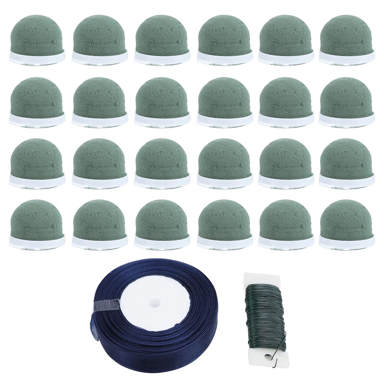 

24 шт. Мини-держатель из флористической пены, круглый блок флористической пены, принадлежности для цветочных композиций с проволокой, для стола, свадьбы, декора винной бутылки