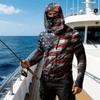 Men's Long Sleeve Hooded Sweatshirt with Flag Print Lightweight Pullover Casual Hooded Top with Front Zipper Pocket