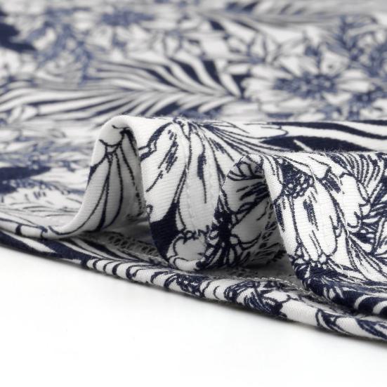 Women Dress Round Neck Short Sleeve Pleated Detail Short Dress Floral Print Flowy Hem Loose Fit Dress Plus Size