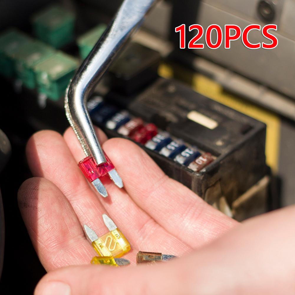 120pcs Mini Blade Type Car Fuse Auto Car Truck Fuse Assortment 2A 3A 5A 10A 15A 20A 25A 30A 35A Auto Fuse Mixed Set Accessories