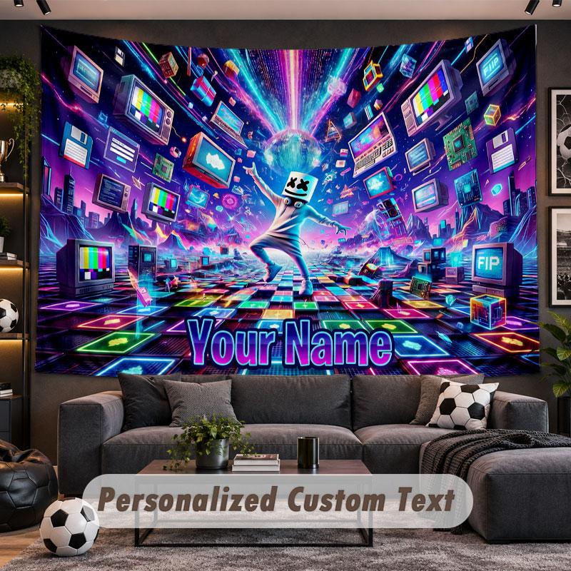 Wall Hanging Tapestry Custom NameFortnite Pattern Personalized Printed Fabric Wall Decor