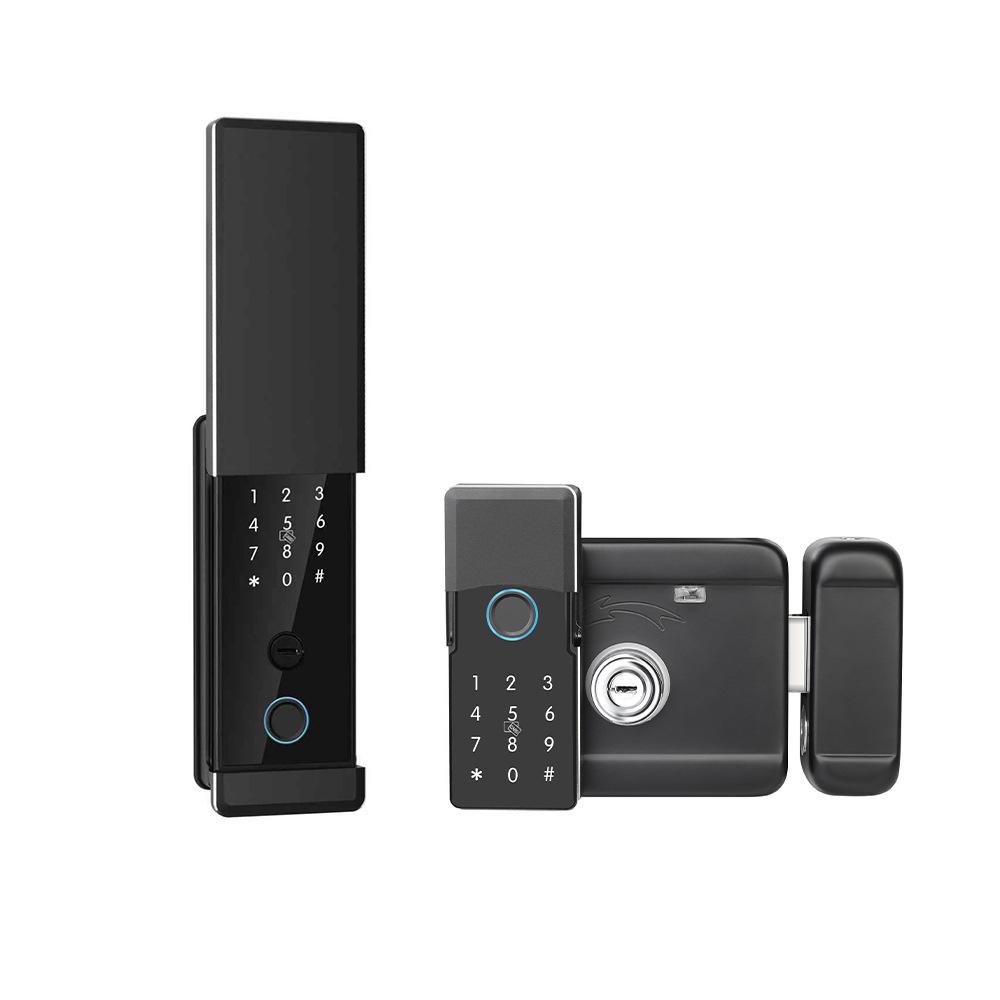 Bull Head Double-Sided Waterproof Graffiti Smart Lock with Passcode & Fingerprint for Iron Gates and Apartments.