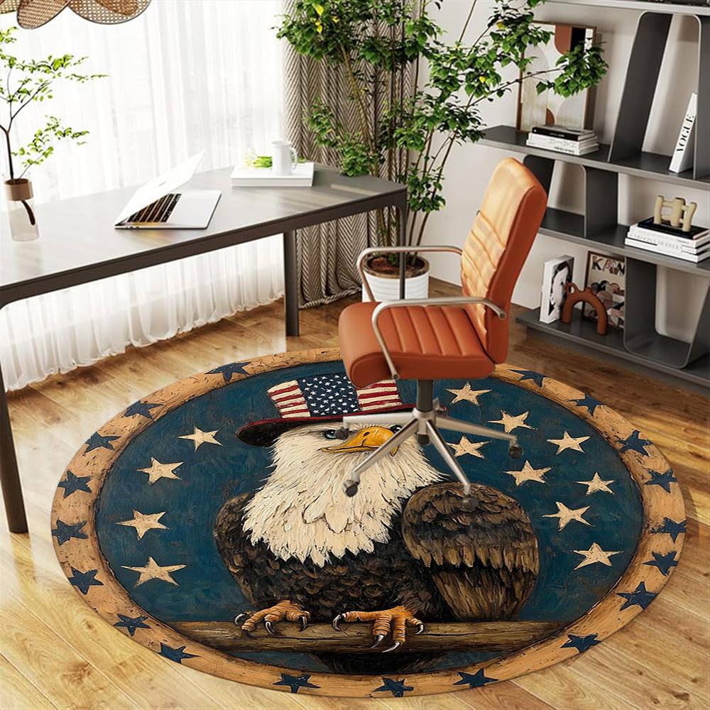 1PC American Eagle Flag Office Round Area Rug, Under Office Chairs Bedroom Living Room Home Decor,Carpet for Office, -1110234